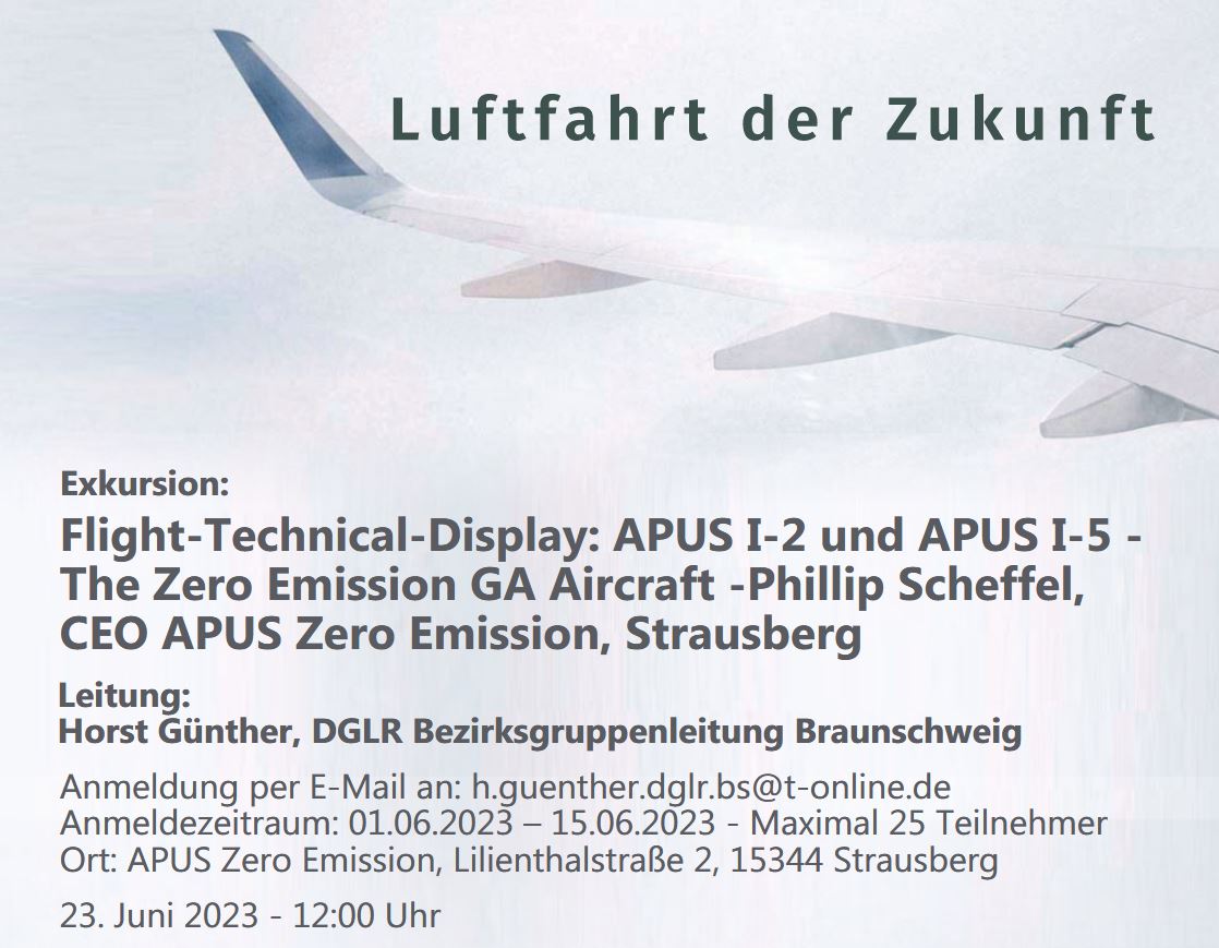 Flight-Technical-Display: „APUS I-2 und APUS I-5 - The Zero Emission GA Aircraft”