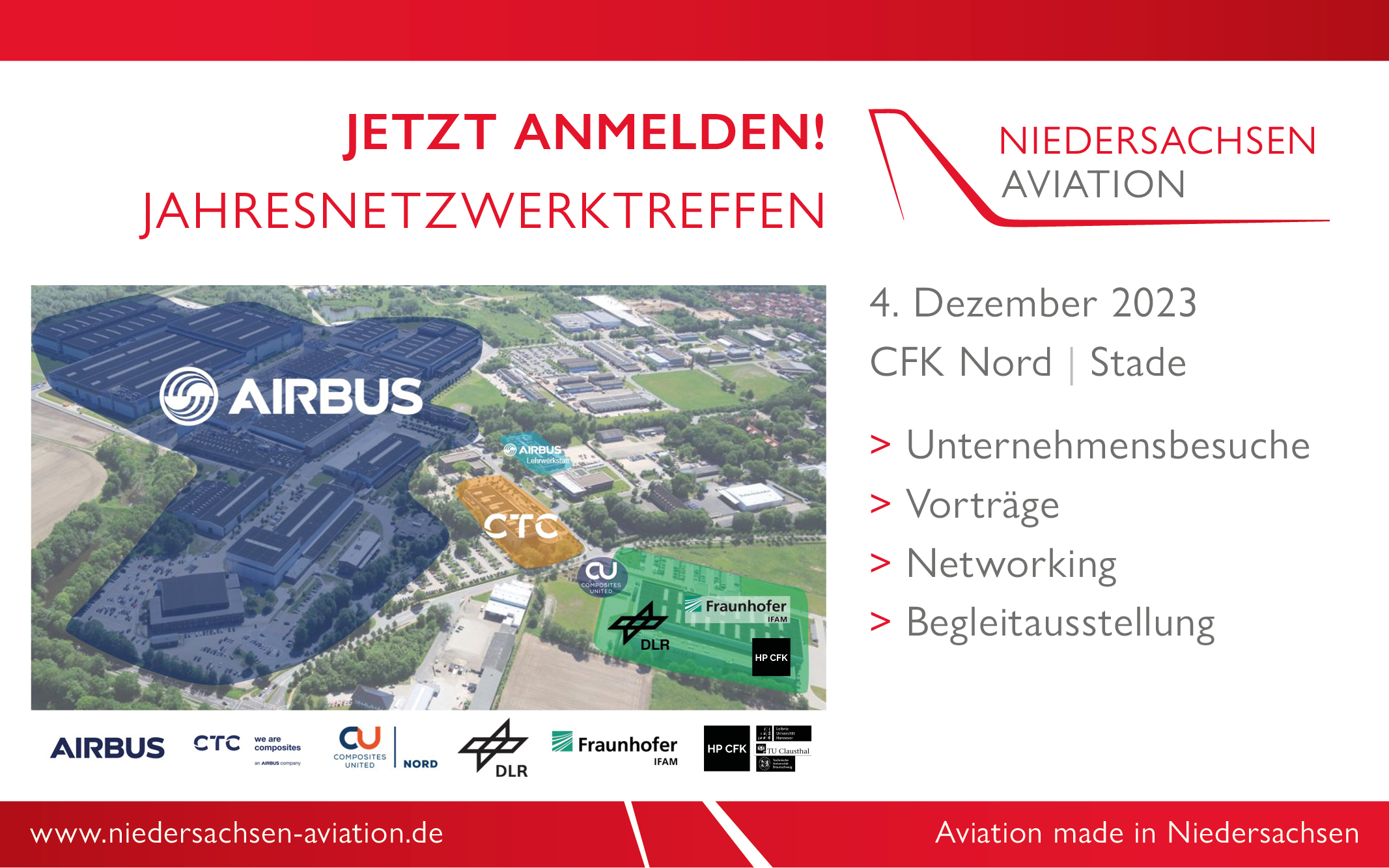 Jetzt anmelden zum Jahresnetzwerktreffen der Landesinitiative Niedersachsen Aviation